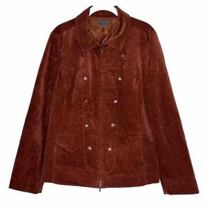 Amber Sun Corduroy Rust Orange Full Zip Women’s Jacket Size Large